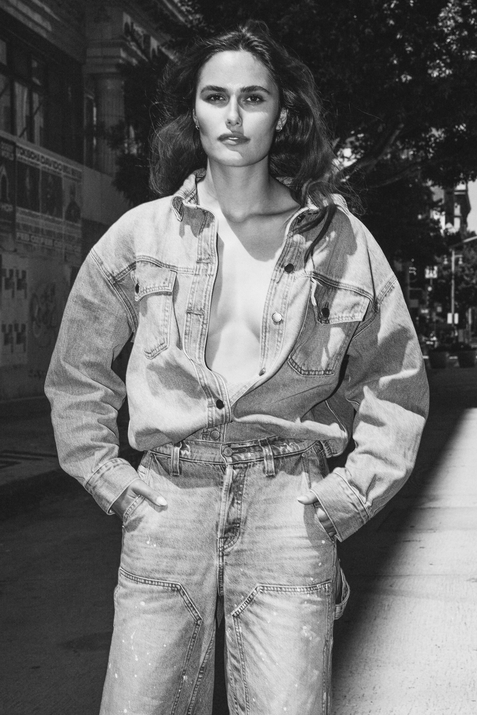 Fashion editorial image, urban outdoor setting